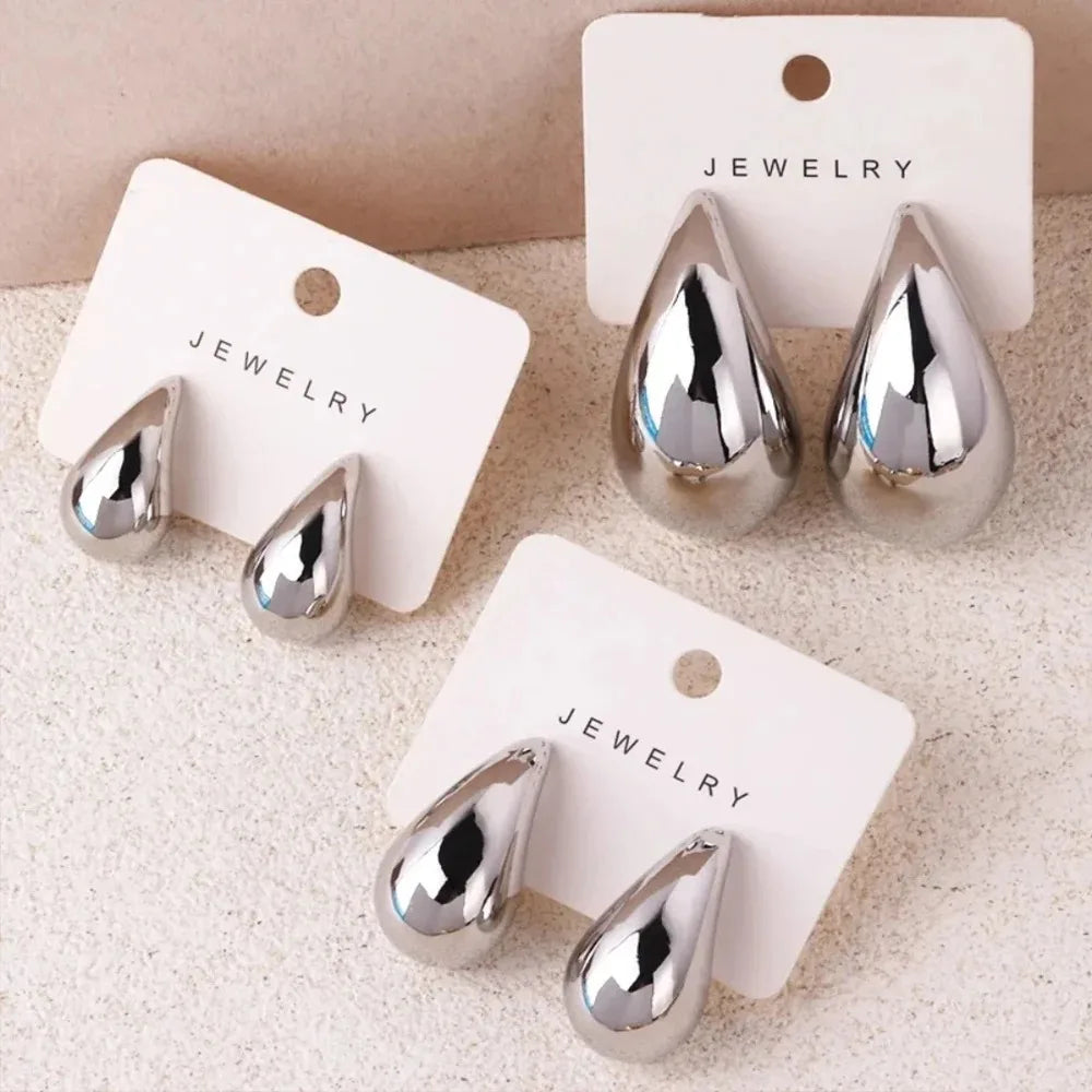 Water Drop Stud Earrings — Minimalist Gold & Silver Teardrop Studs for Women