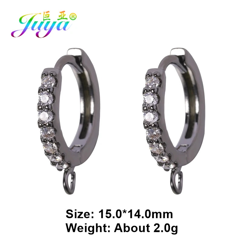 Juya 18K Gold & Silver Plated Earring Hooks – Micro Pave Zircon DIY Jewelry Findings