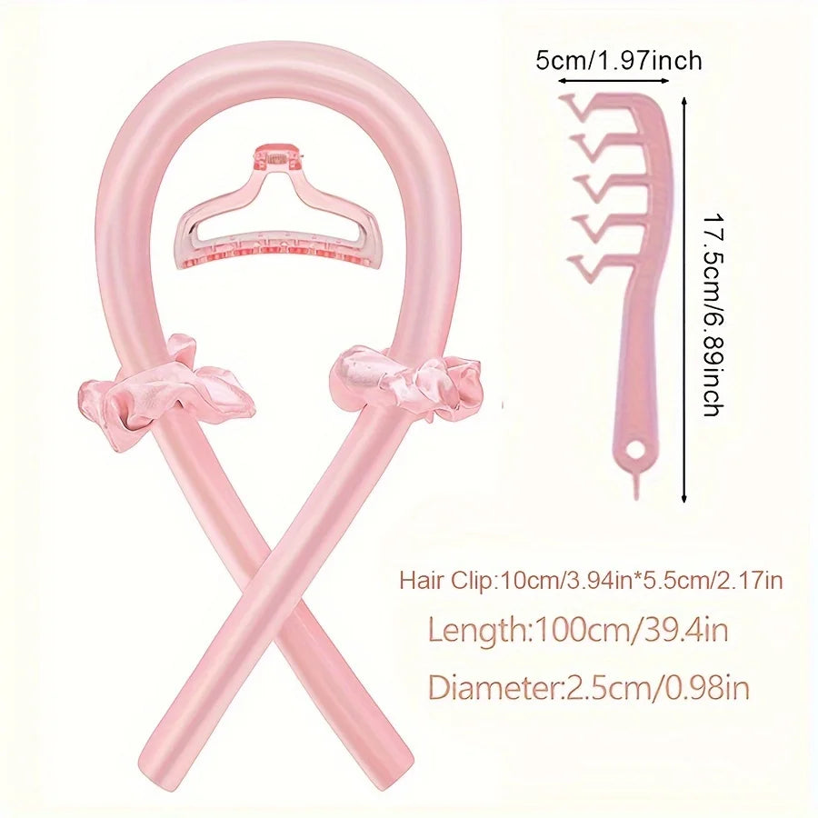 5pcs Styling Set 4-in-1 Heatless Curling Set Hair Stick Headbands Clips Wide Toothed Hair Comb for DIY Styling Nanasbeautyholic