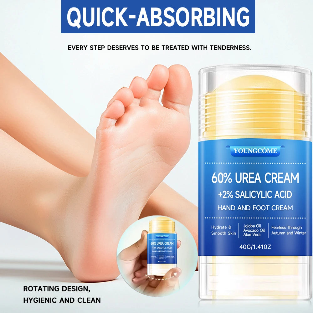 YOUNGCOME 60% Urea Foot Cream with 2% Salicylic Acid – Deep Callus Remover & Moisturizer for Dry Cracked Heels