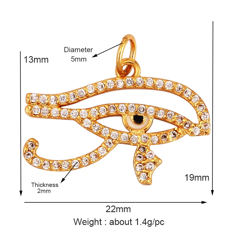 Evil Eye Charm Pendant – 18K Gold Plated CZ Cubic Zirconia | Necklace & Bracelet Jewelry Making