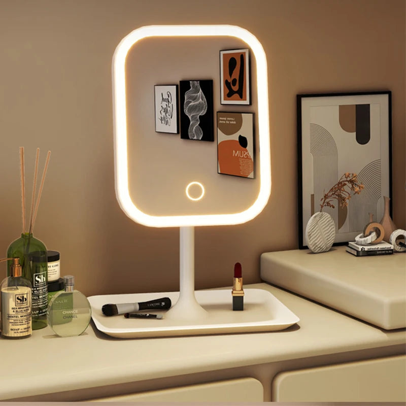 Niche Modern Desktop Vanity Mirror 3 Color Light LED , touching mirror
