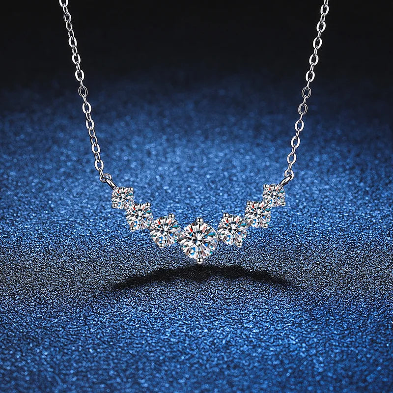 Oval Moissanite Pendant Necklace | 925 Silver 18K White Gold Plated | D Color VVS1 | GRA Certified | DOTEFFIL