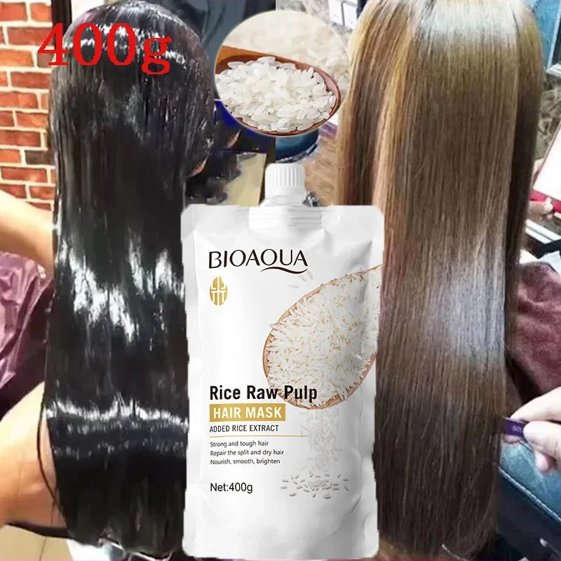 Rice Magical Keratin Hair Mask 5 Seconds Repair Damaged Frizzy Hairs Soft Smooth Shiny Moisturizing Nourish Hair Root Care Nanasbeautyholic