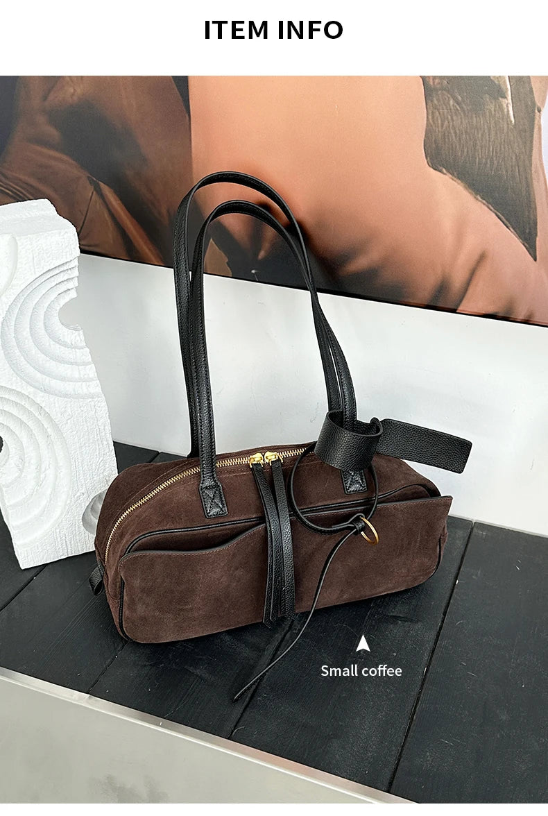 Genuine Leather Tote Bag – Soft Cowhide Shoulder Bag for Women