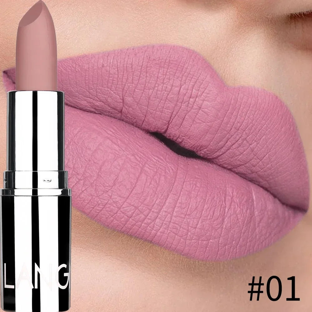 8 Colors Matte Bullet Lipstick Waterproof Long-Lasting Velvet Lipstick Easy To Wear Nude batom Nutritious Makeup Nanasbeautyholic