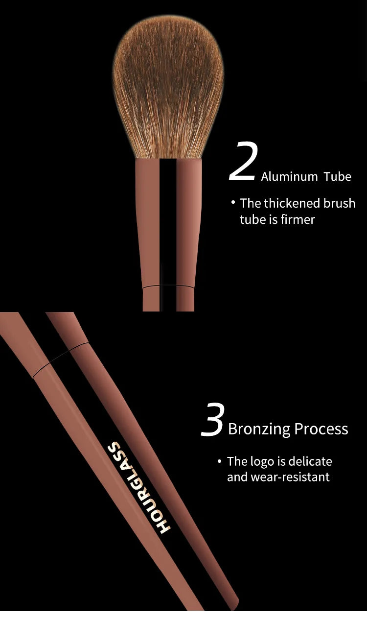 Hourglass Mini 7-Piece Professional Makeup Brush Set – Portable Eyeshadow, Blush & Powder Brushes with Soft Natural Hair