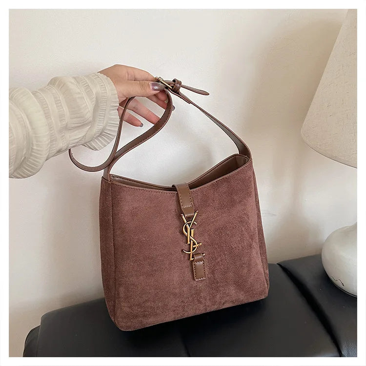 Luxe Faux Leather Bucket Bag – Large Capacity Hobo Shoulder Bag for Women