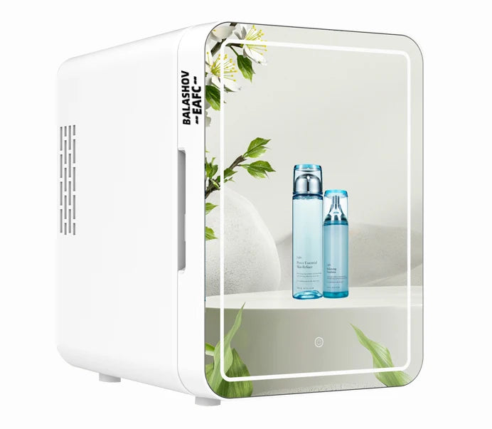 Mini Makeup Fridge WIth LED Light Mirror Portable Cosmetic Storage