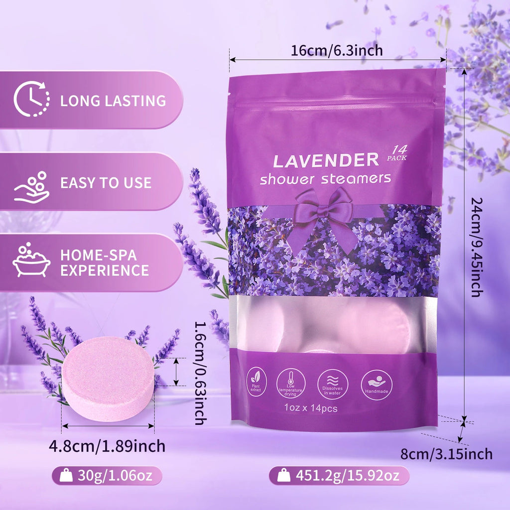 Lavender Shower Bomb Natural Essential Oil Shower Moisturizing Stress Relieving Bath Salt Tablets Suitable for Women and Men Nanasbeautyholic