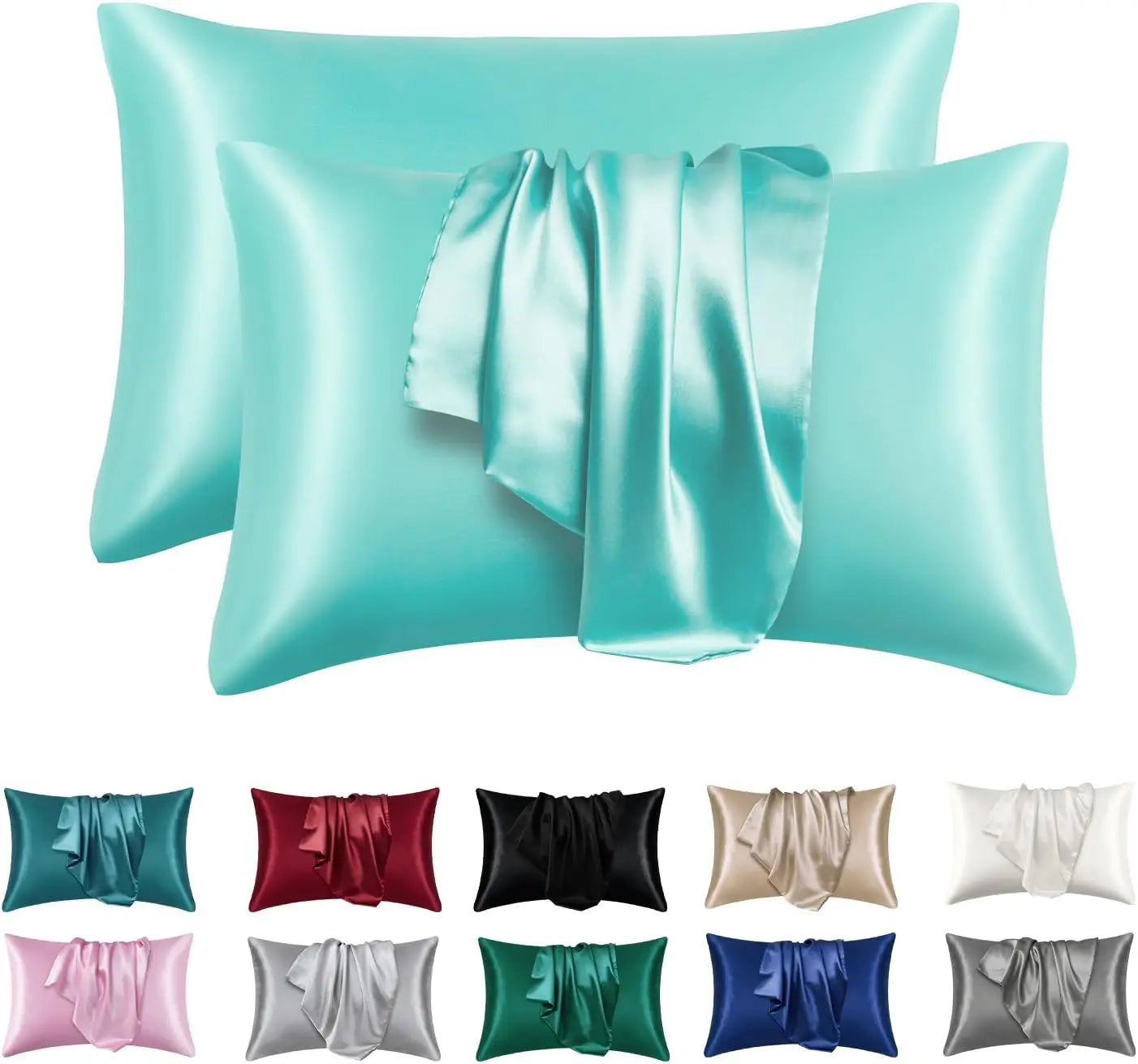 2pcs Satin Silk Pillowcase for Hair and Skin, Coral Pillow Cases Standard Size Set of   Super Soft Pillow Case Nanasbeautyholic
