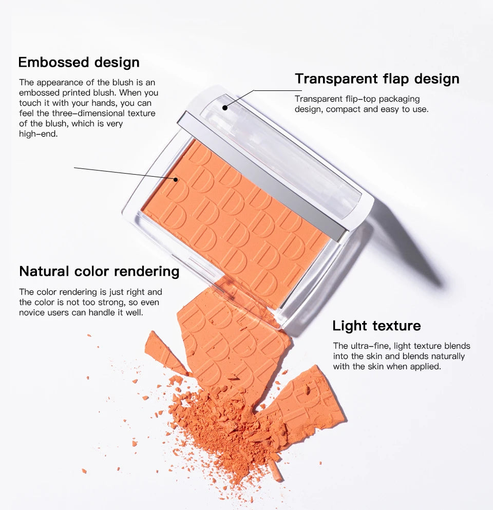 Embossed Matte Blush Palette – High-Pigment Cheek Powder for a Natural Rosy Glow