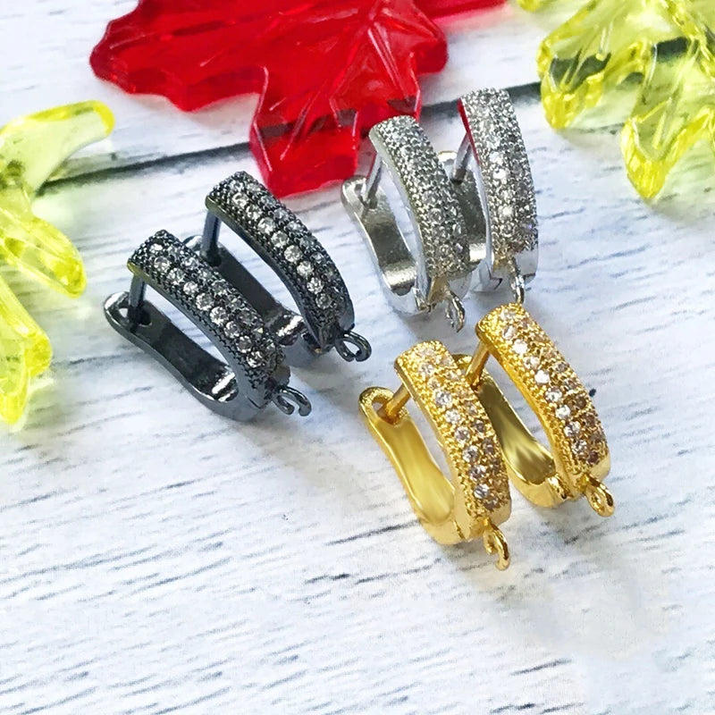Juya 18K Gold & Silver Plated Earring Hooks – Micro Pave Zircon DIY Jewelry Findings