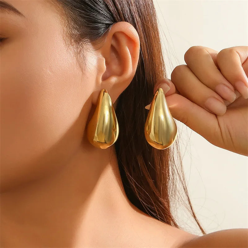 Water Drop Stud Earrings — Minimalist Gold & Silver Teardrop Studs for Women
