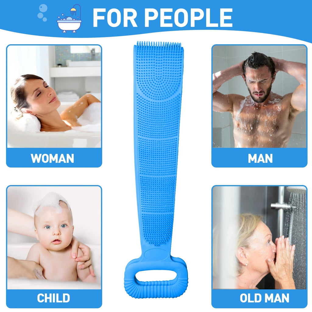 Exfoliating & Dead Skin Scrubby Towel, Travel Portable Body Bath Strips, Silicone Material ,Long Handle Back Cleanse Scrubber Nanasbeautyholic