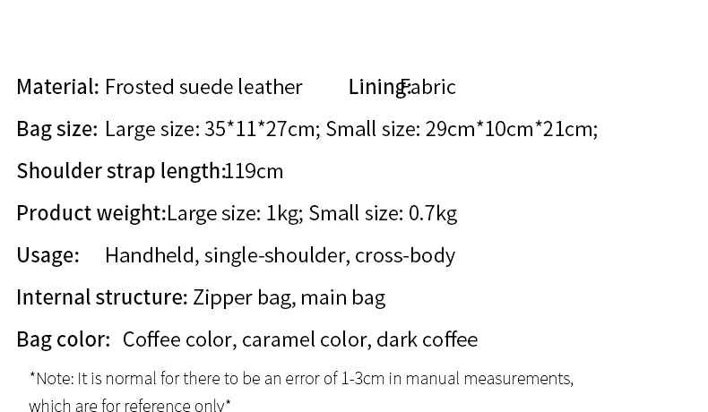 Women's Suede genuine leather Bag Shoulder Handbag Luxury Designer