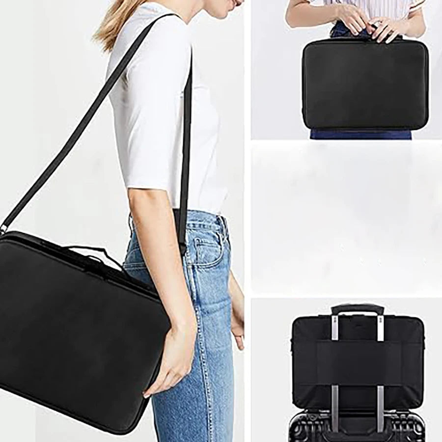 Large capacity travel makeup case, portable artist organizer with adjustable dividers and shoulder strap for toiletries jewelry Nanasbeautyholic