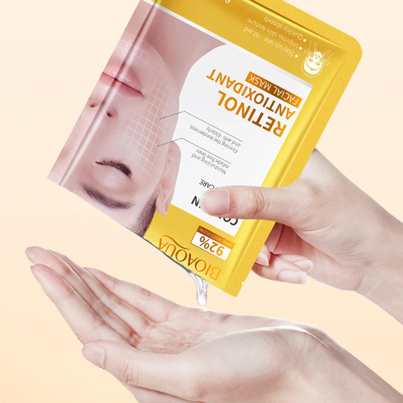 15pcs BIOAQUA Retinol Collagen Facial Masks Firming Moisturizing Nourishing Hydrating Face Mask Facial Skin Care Products Nanasbeautyholic
