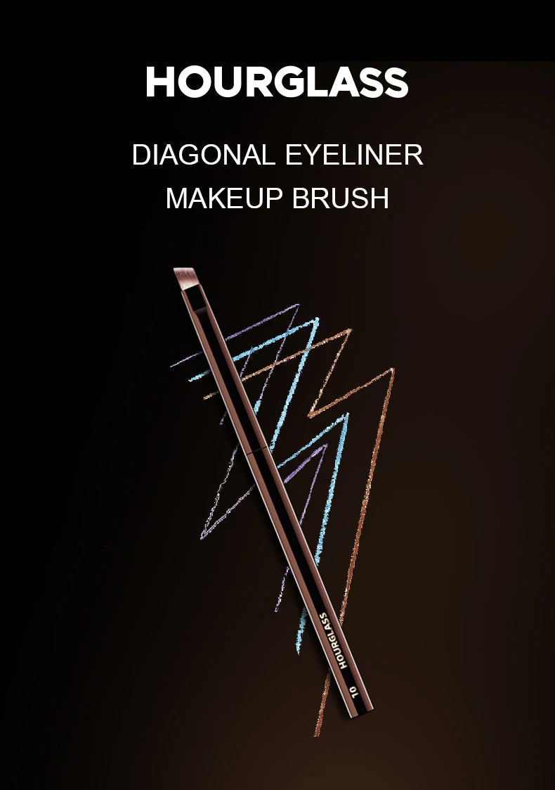 Hourglass Makeup Brush- No.10 Angled Eyeliner/ Eyebrow Brush Soft and Skin-friendly Fiber Hair Fashion Design Single Eye Brush Nanasbeautyholic