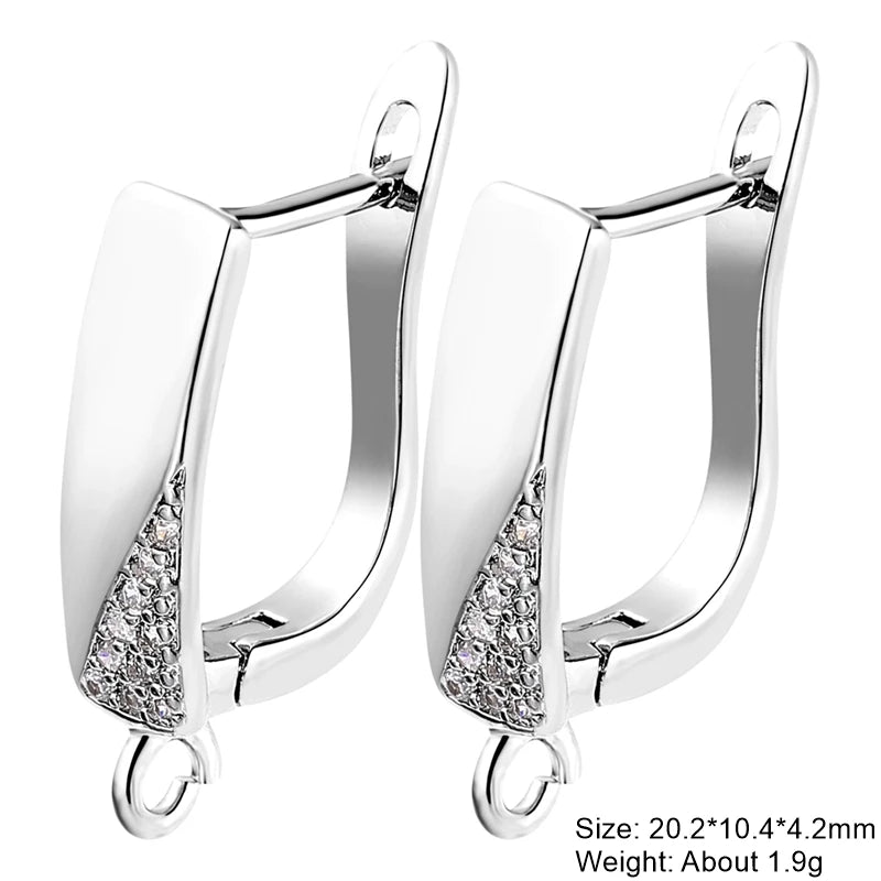 Juya 18K Gold & Silver Plated Earring Hooks – Micro Pave Zircon DIY Jewelry Findings