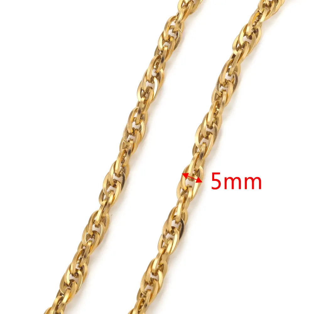 1 Meter 18K Gold Plated Stainless Steel Link Chain for Jewelry Making – Bulk Rolo Cable Necklace & Bracelet Chain