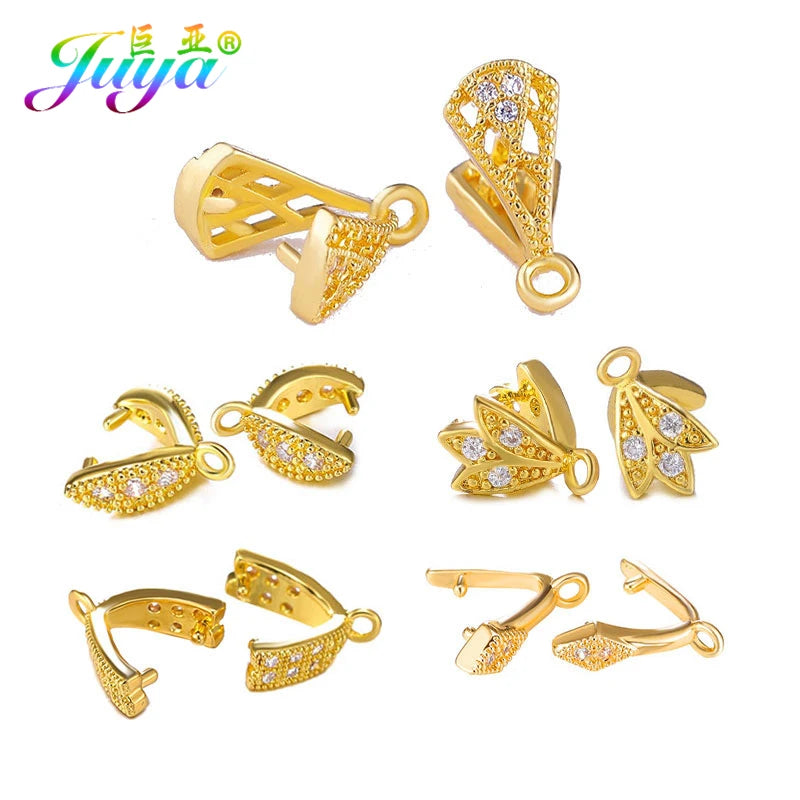 Juya 18K Gold & Silver Plated Earring Hooks – Micro Pave Zircon DIY Jewelry Findings