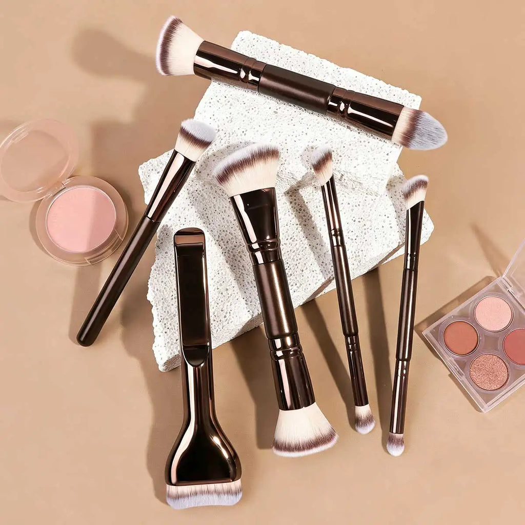 LUXEBLEND Dual-Ended Makeup Brush Set – Professional Travel Brushes for Foundation, Eyeshadow & Blending (5, 6, 10, 18 or 22 Pcs)