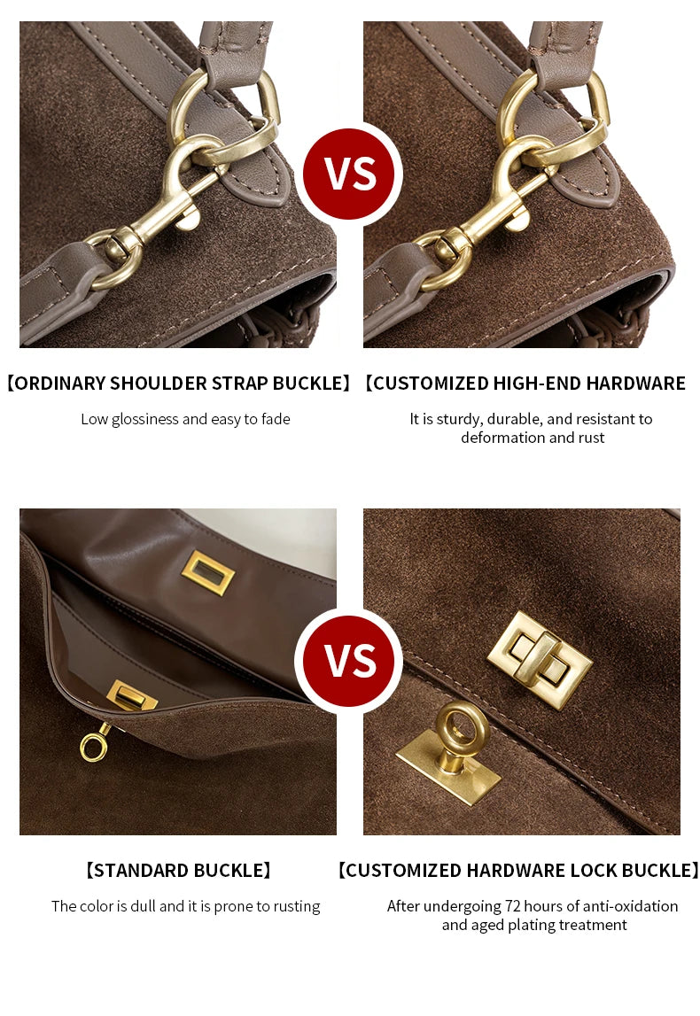 Women's Suede genuine leather Bag Shoulder Handbag Luxury Designer