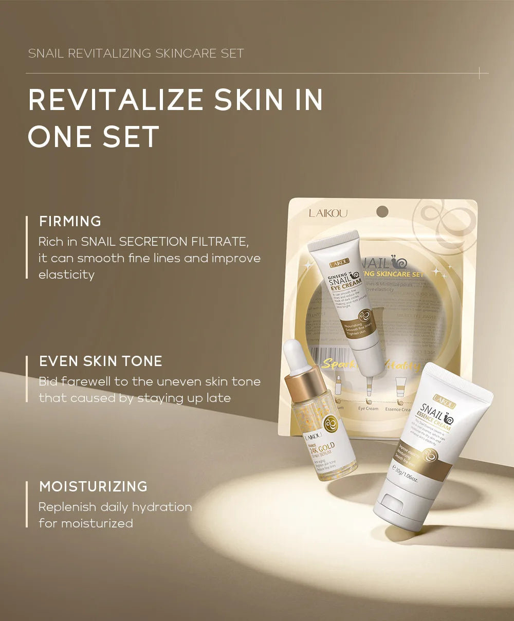 LAIKOU Vitamin C 24K Golden Sakura Skin Care Sets Face Cream Serum 3pcs/set