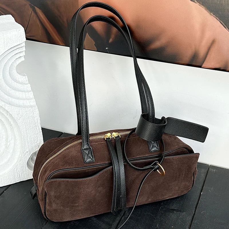 Genuine Leather Tote Bag – Soft Cowhide Shoulder Bag for Women