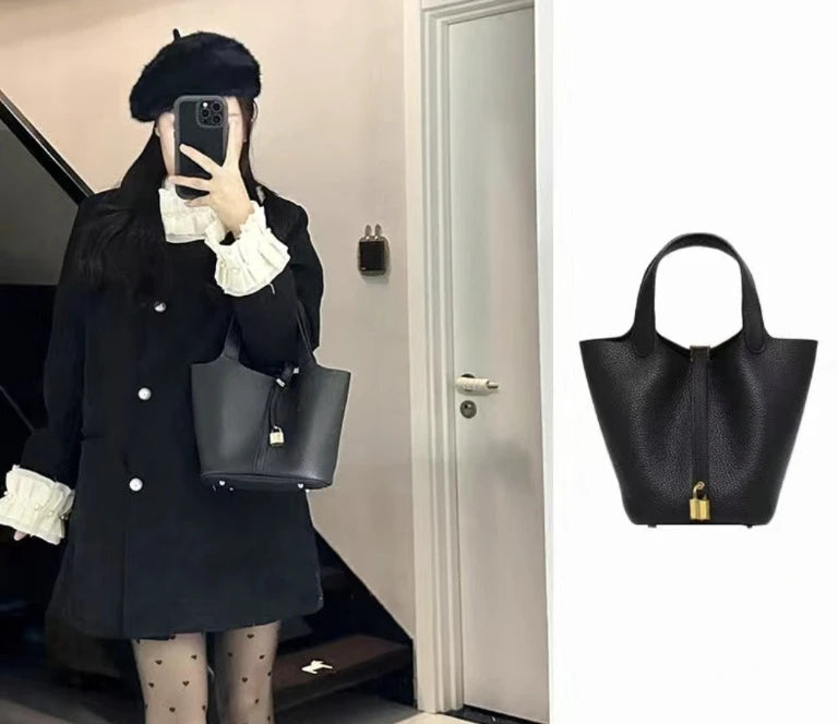 Faux Leather Bucket Bag – Chic & Versatile Women's Handbag