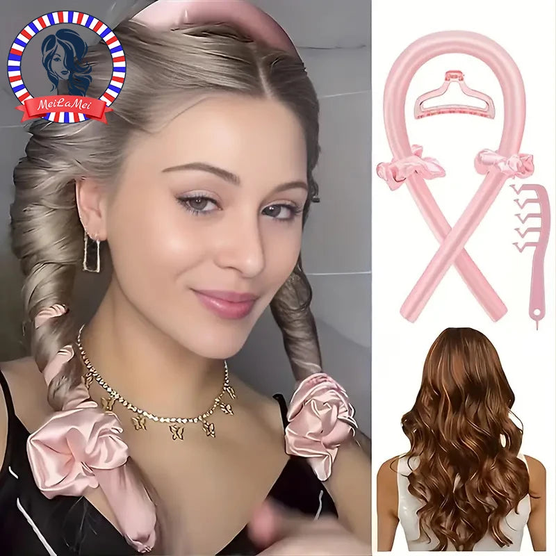 5pcs Styling Set 4-in-1 Heatless Curling Set Hair Stick Headbands Clips Wide Toothed Hair Comb for DIY Styling Nanasbeautyholic