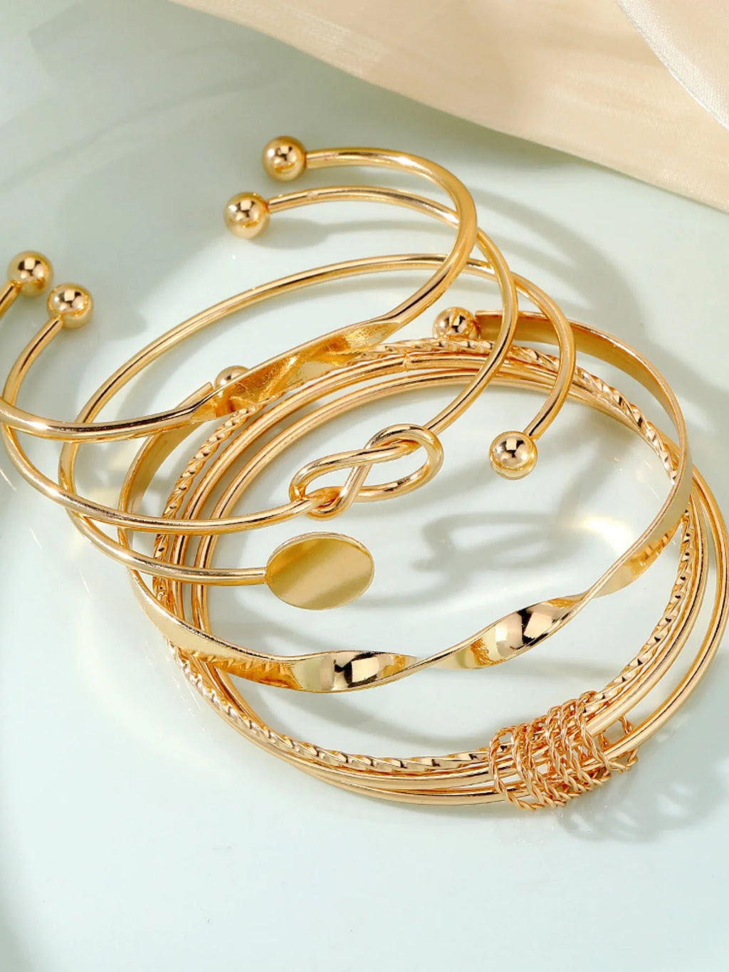 Multilayer Twist Bangle Bracelet Set for Women – 5pcs Stackable Adjustable Punk Jewelry