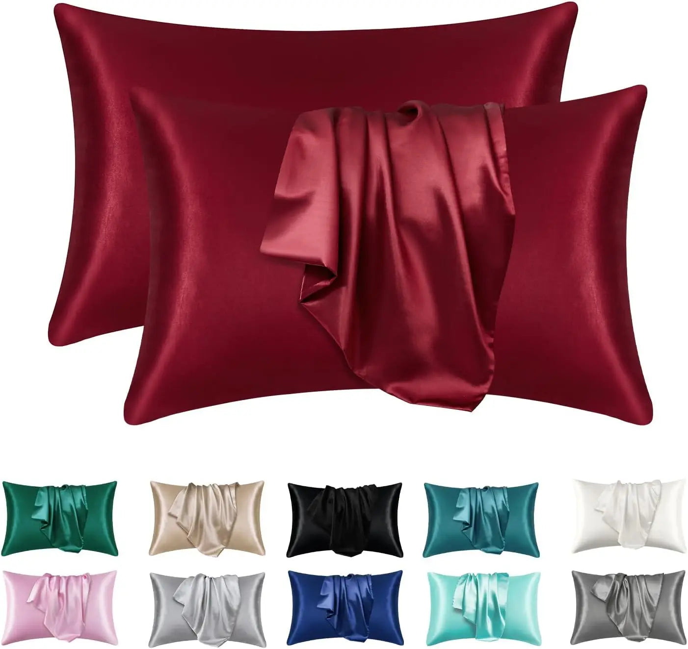 2pcs Satin Silk Pillowcase for Hair and Skin, Coral Pillow Cases Standard Size Set of   Super Soft Pillow Case Nanasbeautyholic