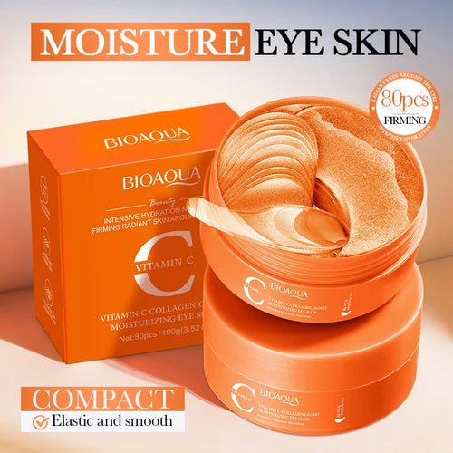 80pcs BIOAQUA Vitamin C Crystal Collagen Eye Mask Anti Dark Circles Whitening Anti-Wrinkles Moisturizing Anti-Aging Eye Patches Nanasbeautyholic