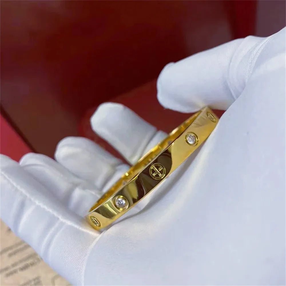 Zircon Cross Screw Nail Bangle | Stainless Steel | Gold, Rose Gold & Silver | Unisex Statement Bracelet