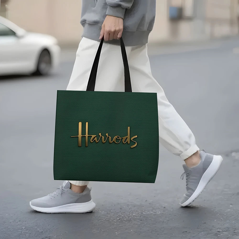 1 Pc  Harrods Tote Bag, Foldable Shopping Bag, Reusable Shopper Bag Art Print Tote Bag Nanasbeautyholic