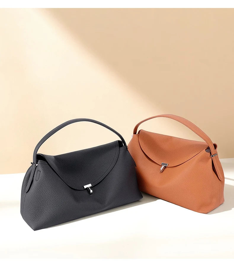 Genuine Cowhide Leather Shoulder Bag – Large Capacity Luxury Handbag for Women