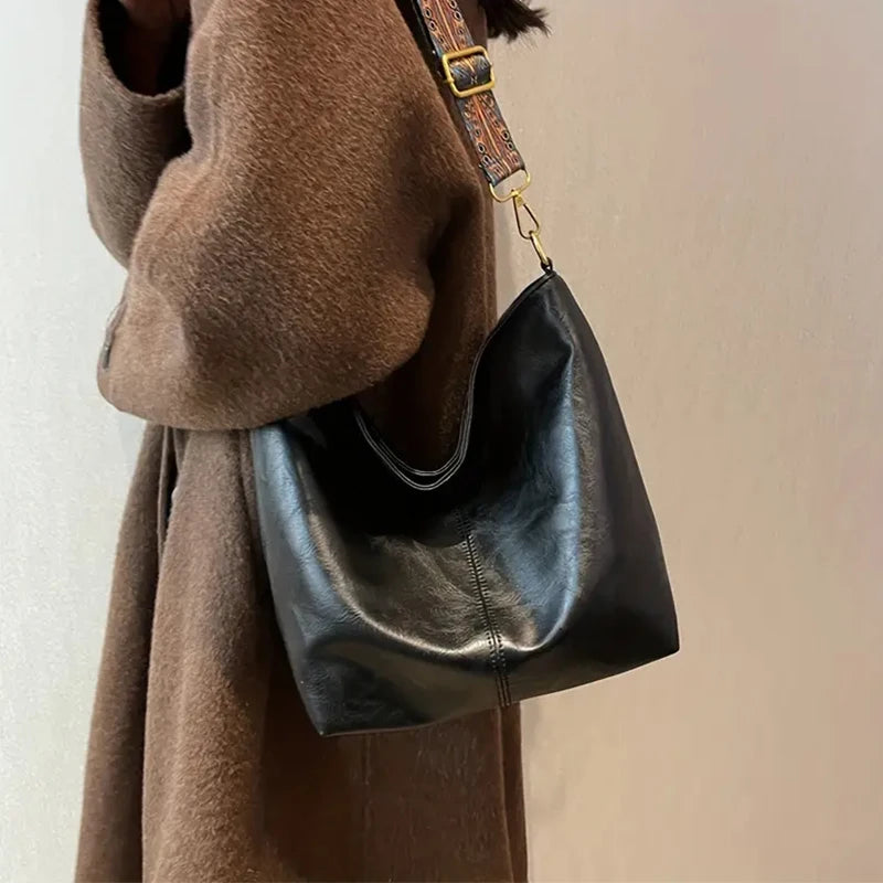 Women's Solid Color Tote Bag — Casual Zipper Shoulder & Crossbody Bag for Daily Commute