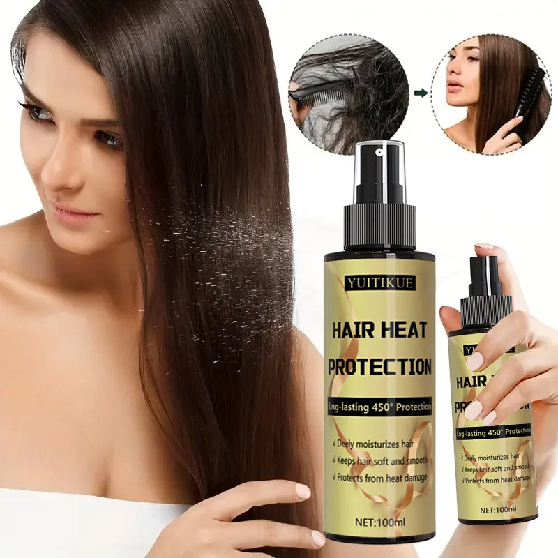 Hair heat protection spray, long-lasting protection up to 450 degrees, deeply moisturizes hair, making it soft and smooth. Nanasbeautyholic