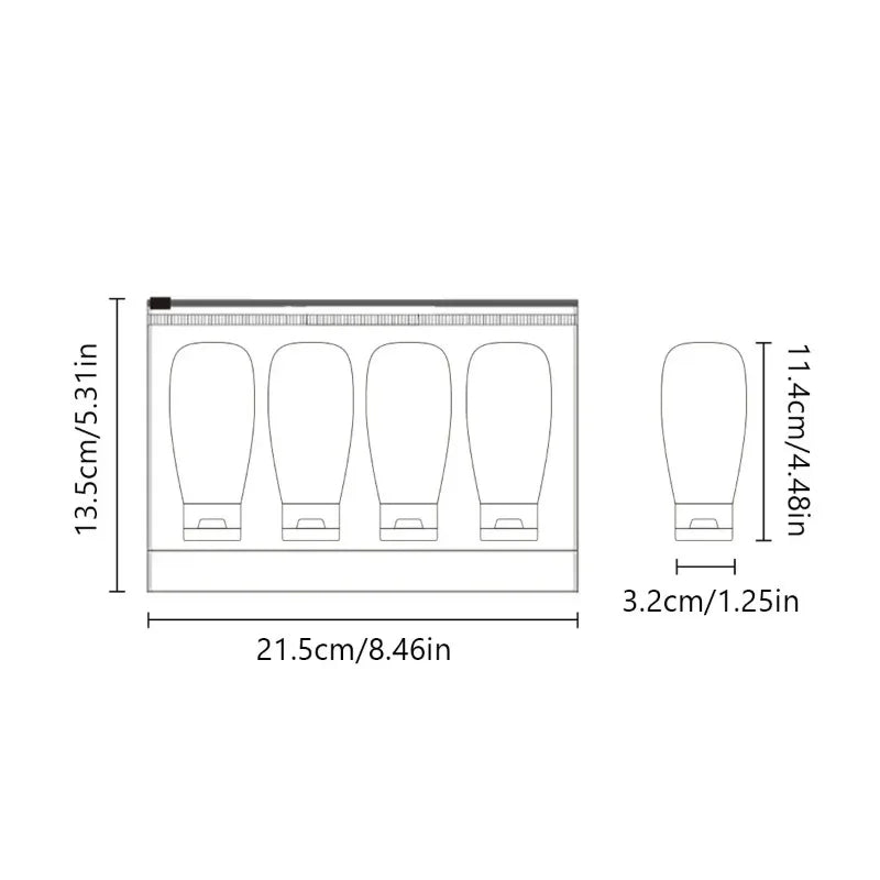 3/4Pcs Travel Botttles Set Refillable Bottle Cosmetic Containers 60ml