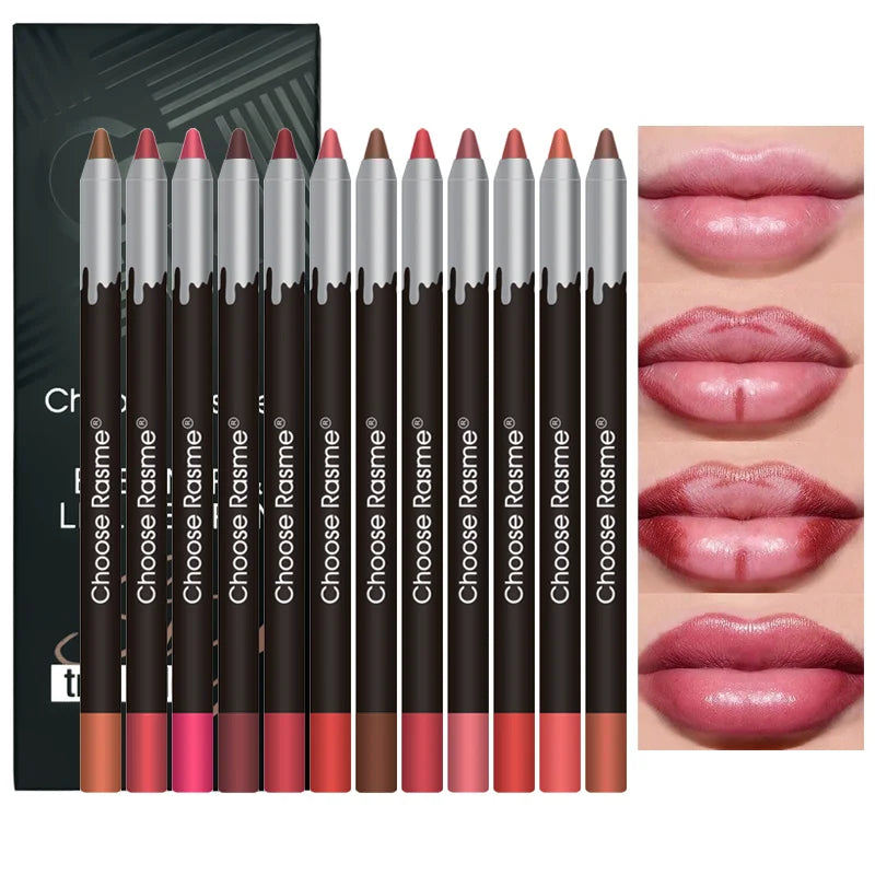 12 color matte lip liner set, lipstick pen in 12 colors, gift set, durable lip makeup Nanasbeautyholic