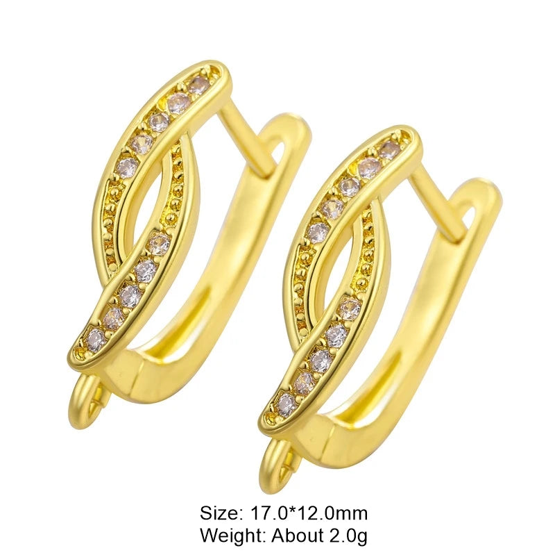 Juya 18K Gold & Silver Plated Earring Hooks – Micro Pave Zircon DIY Jewelry Findings