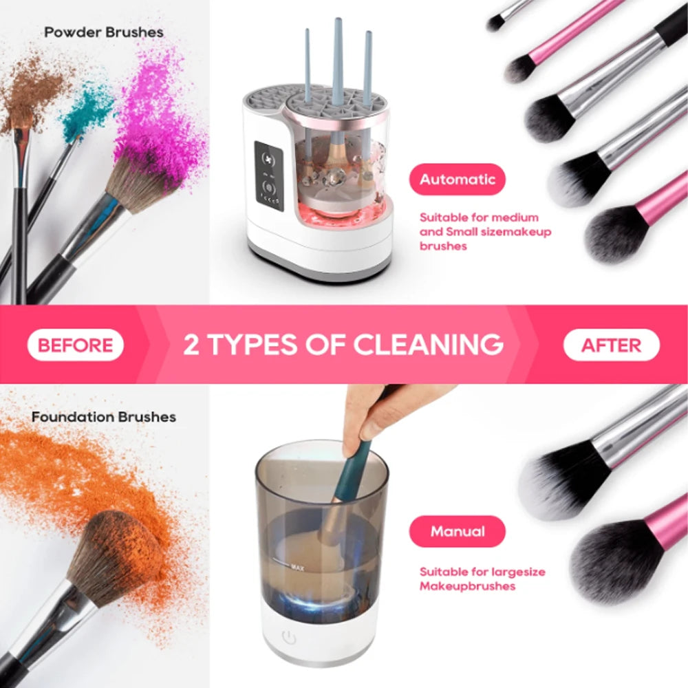 Electric makeup brush cleaner, a cleaning tool for makeup brushes and foundation.
