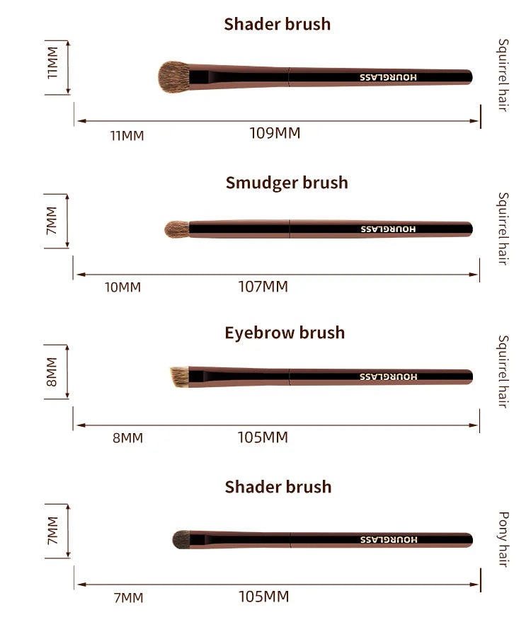 Hourglass Mini 7-Piece Professional Makeup Brush Set – Portable Eyeshadow, Blush & Powder Brushes with Soft Natural Hair