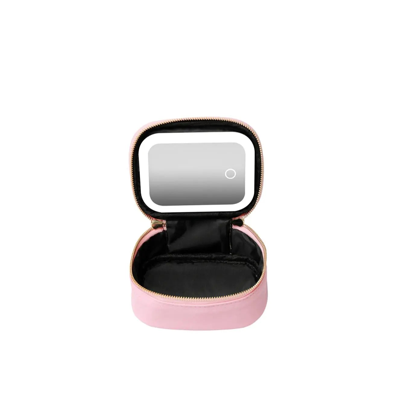 Rechargeable Travel Makeup Bag With LED Mirror, Compact Touch Screen Tabletop Cosmetic Mirror, 3 Colors Light Nanasbeautyholic