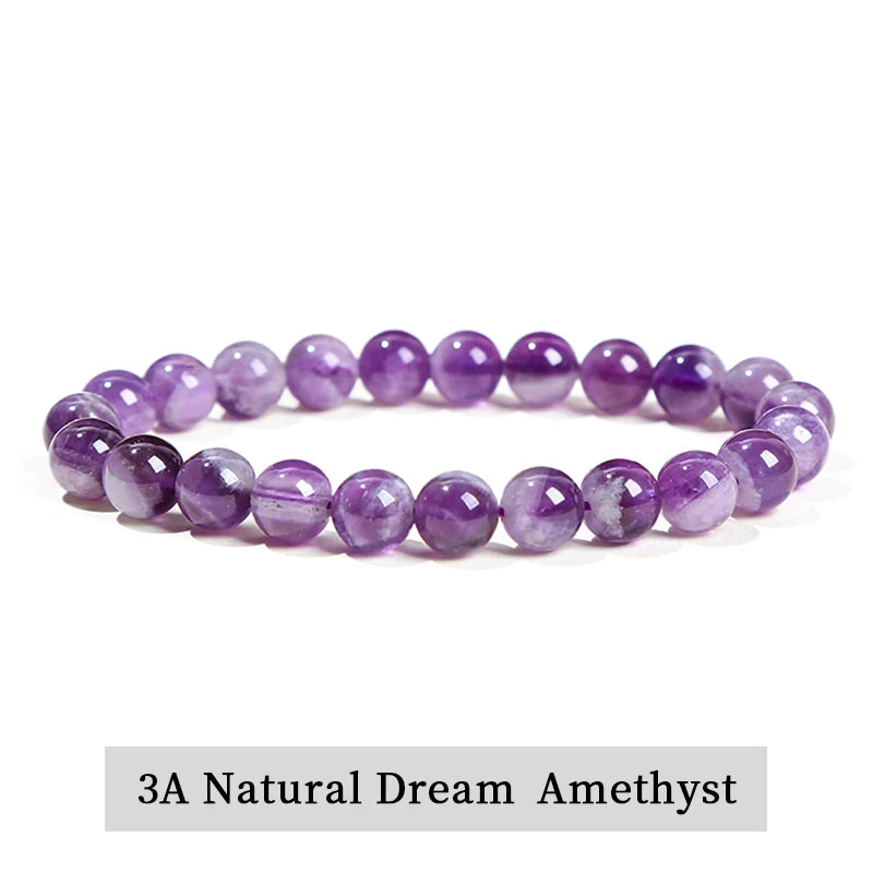 Natural Gemstone Bead Bracelet — Amethyst, Tiger Eye, Crystal, Agate & More | Reiki Healing Jewelry