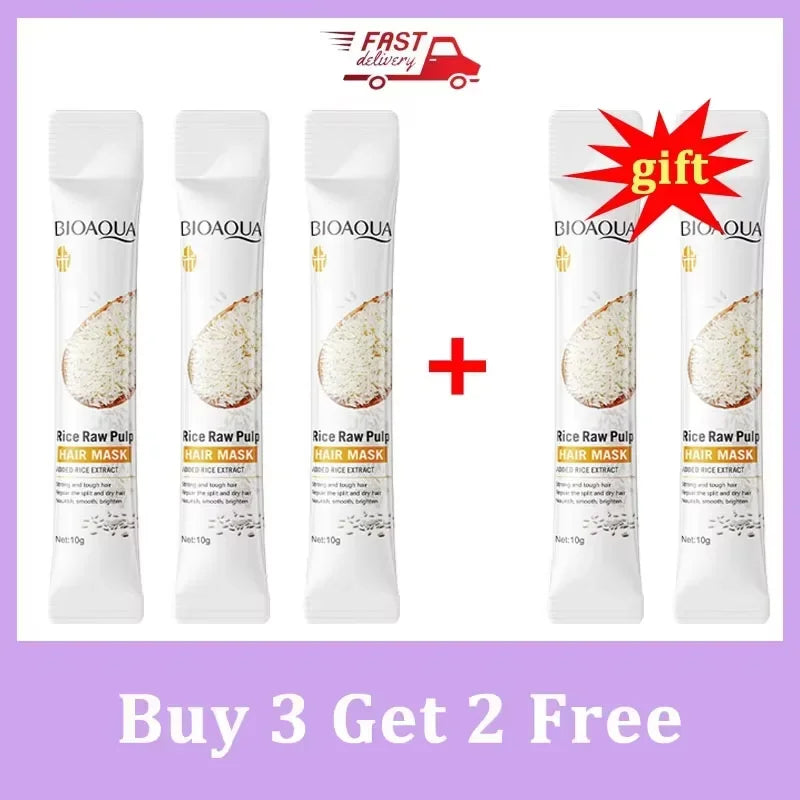 Rice Magical Keratin Hair Mask 5 Seconds Repair Damaged Frizzy Hairs Soft Smooth Shiny Moisturizing Nourish Hair Root Care Nanasbeautyholic