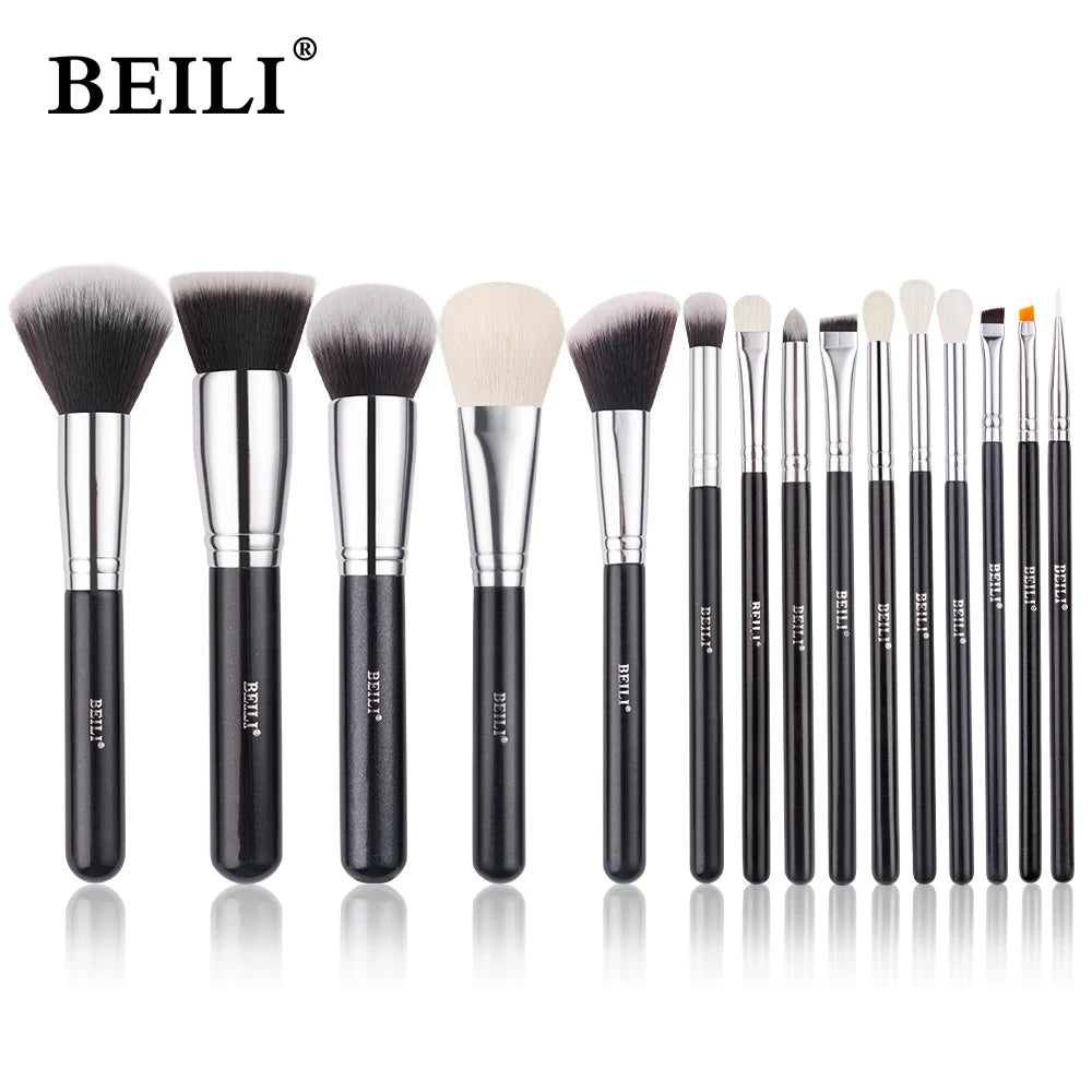 BEILI Black Makeup Brush Sets Professional Natural Goat Fiber Hair Brush Foundation Kakubi Contour Eyeshadow Beauty Tool brochas Nanasbeautyholic