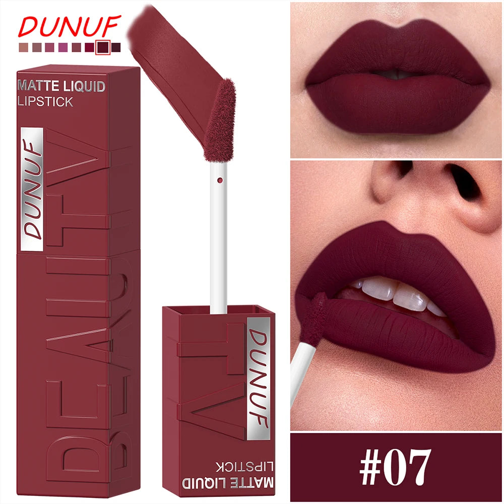 8Pcs/Set Nude Brown Matte Liquid Lipstick Velvet Sexy Dark Red Lip Glaze Non-stick Cup Not Easy To Fade Lip Gloss Lipstick Makeu Nanasbeautyholic